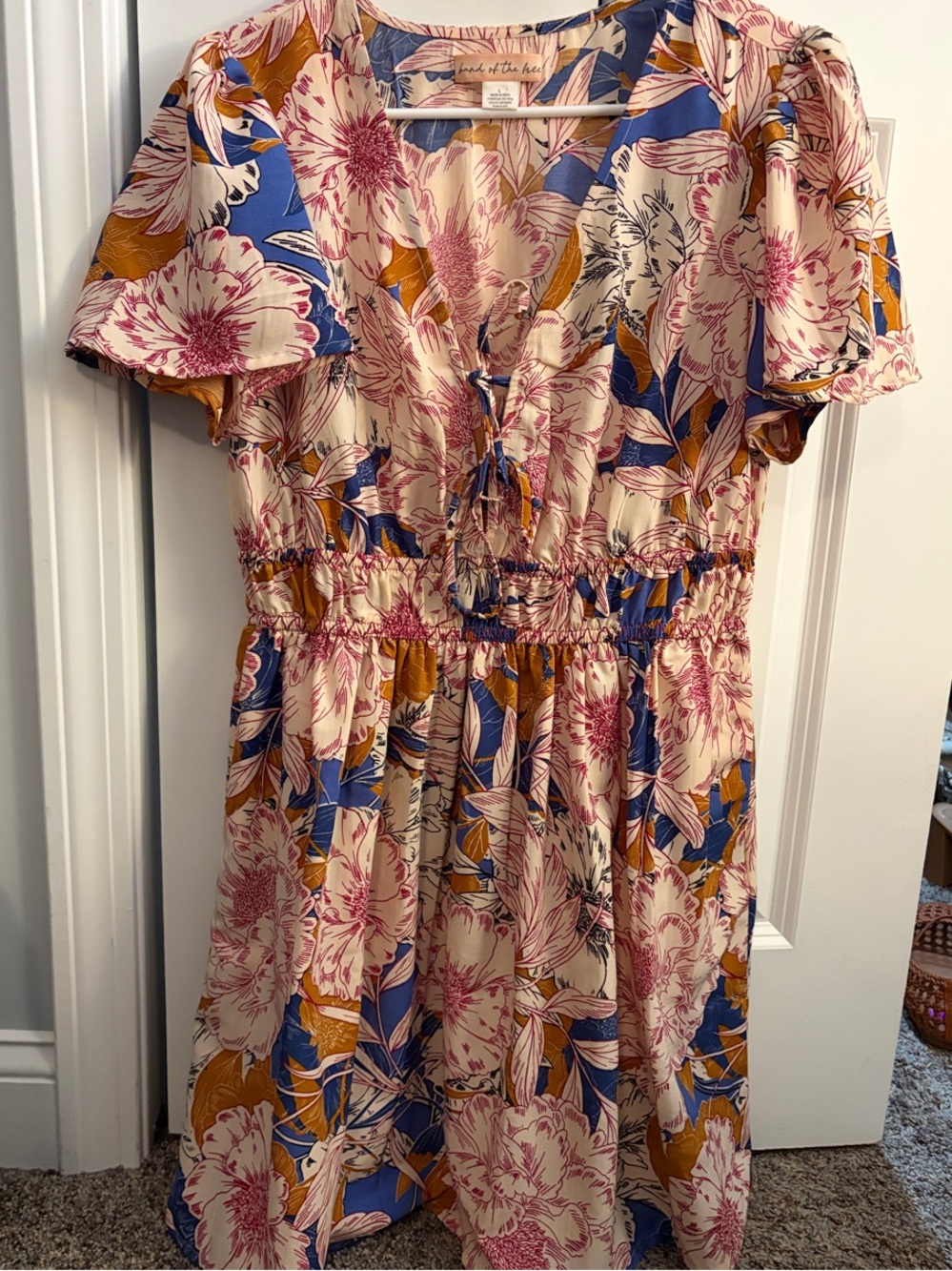 Floral V-Neck Short Sleeve Dress